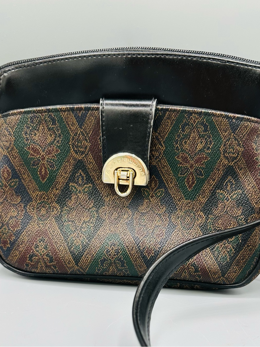 Vintage Liz Claiborne Paisley Tapestry Crossbody Bag Boho Floral Shoulder Purse